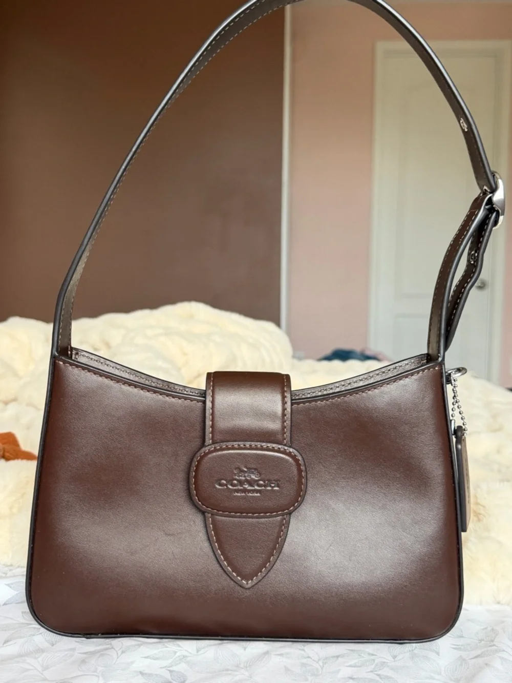 Coach Eliza Brown Leather Shoulder Bag - Picture 1 of 7